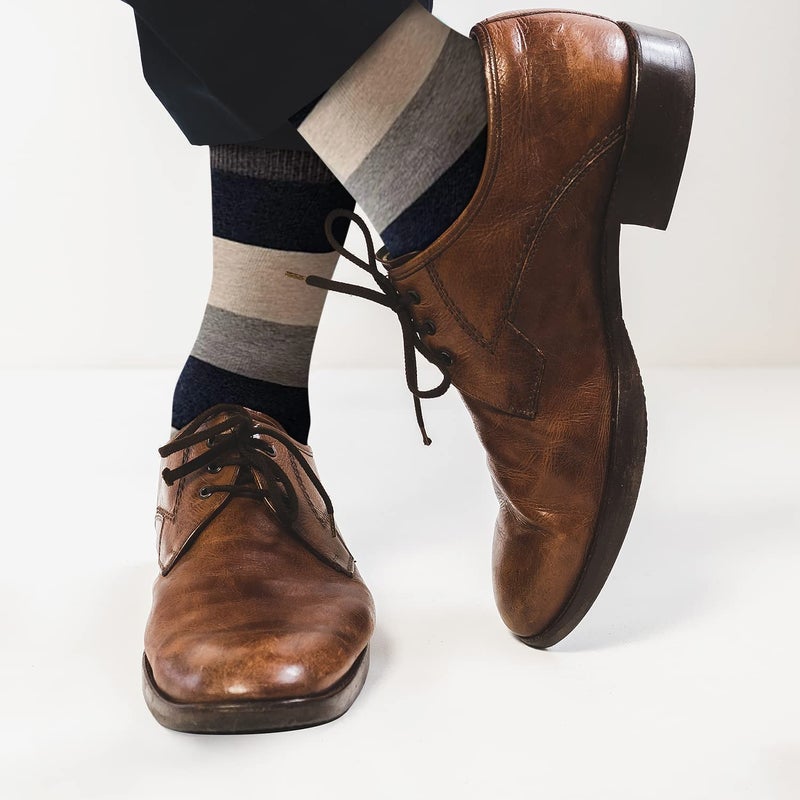 YEJIMONG Menâ€™s 12 Pairs Cotton Colorful Stripe Argyle Designed Business Dress Socks Size 8-12 (Assorted-2) - Image 2
